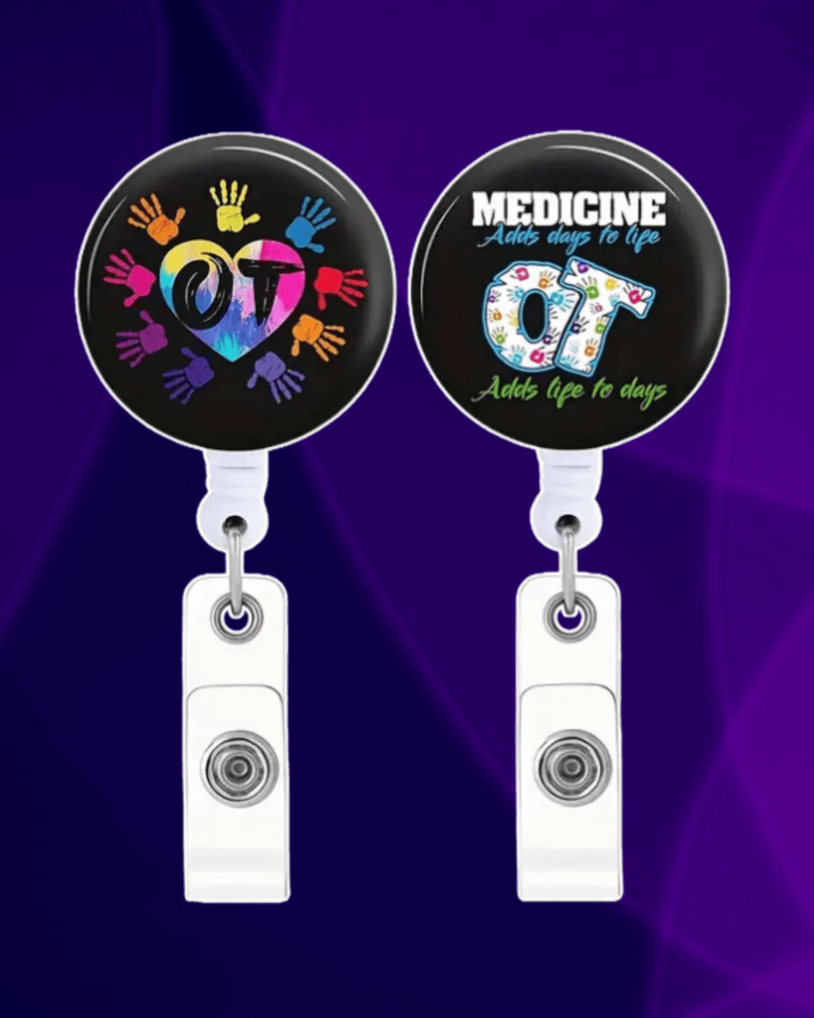 2 pc Retractable Badge Holders w/ ID Clip
